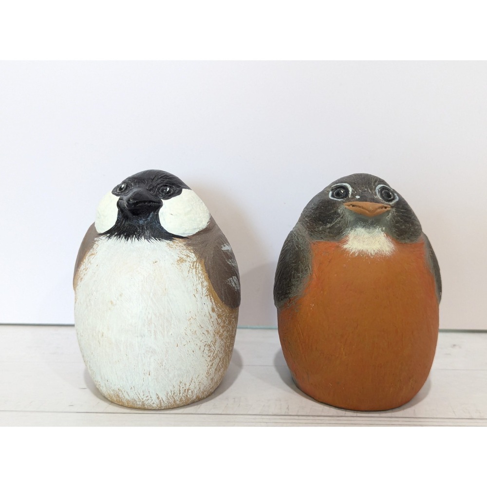 Rolly Polly Robin Chickadee Bird Resin Statue Figure 3.5" Hand Painted Heavy - Picture 7 of 16
